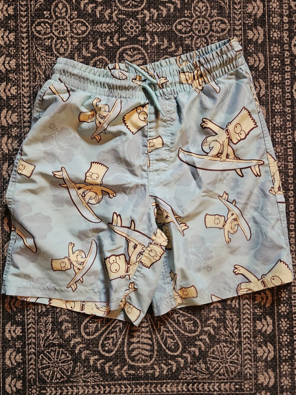 Light Blue Bart Simpson Surf Swim Shorts